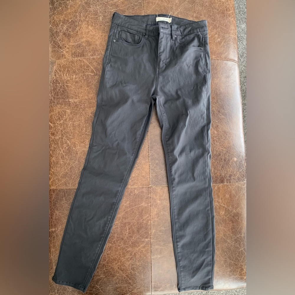 Leather coated skinny jeans. Super cute great to dress up or down!